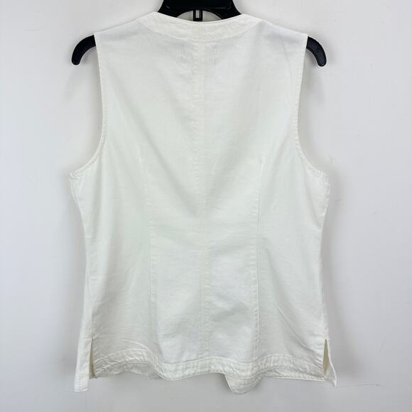 Madewell Denim High Crewneck Vest Tile White Minimalist Utility Pocket US 12 NWT - Picture 11 of 14